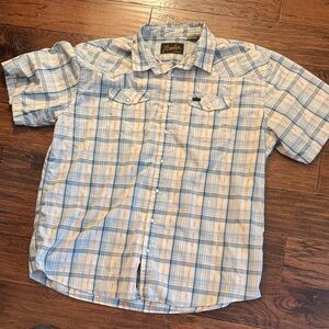 Howler Brothers Blue and Cream Plaid Shirt